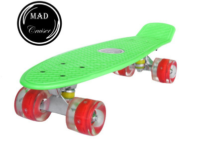 Penny board Mad Cruiser cu roti LED ABEC 7-verde FitLine Training foto