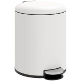 HOMCOM Coș de Gunoi de 5L cu Pedală și Capac cu &Icirc;nchidere Ușoară, Coș de Gunoi din Metal, 26,5x21x28 cm, Alb Crem | Aosom Romania