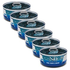 Farmina N&amp;amp;amp;D cat tuna, squid &amp;amp;amp; shrimp can 6 x 70 g foto