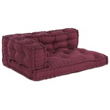 vidaXL Pernă canapea paleți, cu suport brațe și spate, roșu, textil