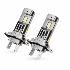 Set 2 Becuri Auto LED H7 180W Mini 12V, 6000K Alb Rece, Fara Eroare Canbus, Fara Polaritate, Plug Play, Compatibile Majoritatea Autoturismelor