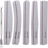Set de 10 pile pentru unghii si un curatator Wiwj, otel inoxidabil/cristal, gri/roz/argintiu