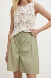 Answear Lab pantaloni scurti femei, culoarea verde, neted, high waist