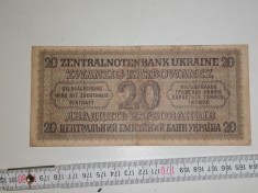 bancnota UCRAINA 20 zvanzig karbowanez 1942