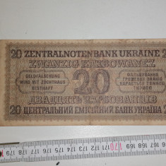bancnota UCRAINA 20 zvanzig karbowanez 1942