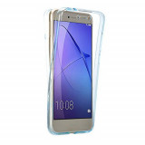Husa Full TPU 360&deg; (fata + spate) pentru Huawei P9 Lite 2017, Albastru Transparent