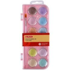 Acuarele tip pastila, pastel, 12 culori, roz, Herlitz