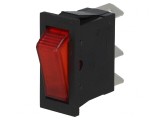 Comutator Rocker SPST ON-OFF 16A 250V Roșu cu Neon