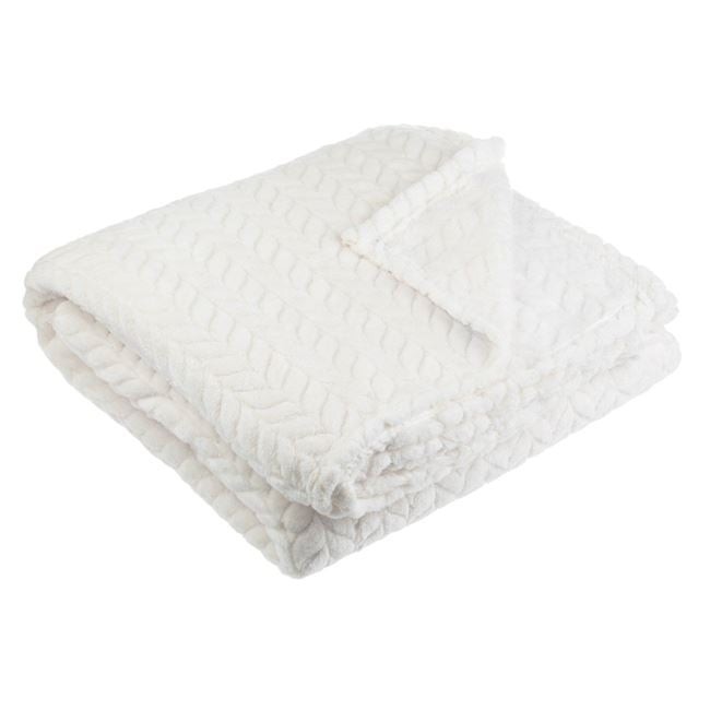 Patura Catifelata Ecru cu Franjuri 220x150cm