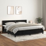 Cumpara ieftin Gossi pat box spring cu saltea, negru, 200x200 cm, catifea