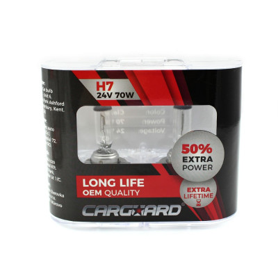 Set de 2 becuri Halogen 24V - H7, 70W, +50% Intensitate - LONG LIFE - CARGUARD Best CarHome foto