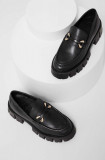 Answear Lab mocasini de piele X limited collection NO SHAME femei, culoarea negru, cu platforma