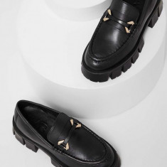 Answear Lab mocasini de piele X limited collection NO SHAME femei, culoarea negru, cu platforma