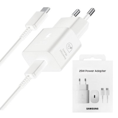 Incarcator priza USB-C, 25W + Cablu Type-C - Samsung (EP-T2510XWEGEU) - White (Blister Packing) foto