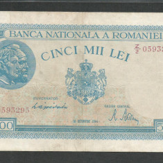 ROMANIA 5000 5.000 LEI 10 Octombrie 1944 [23] filigran bnr orizontal