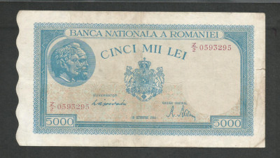 ROMANIA 5000 5.000 LEI 10 Octombrie 1944 [23] filigran bnr orizontal foto