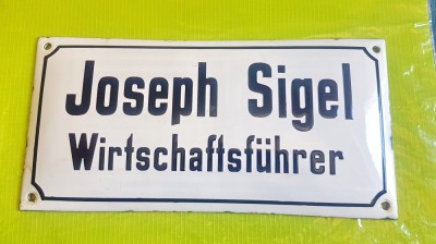 E173-I-RECLAMA veche JOSEPH SIGEL WirterschaftFuhrer metal emailat. foto