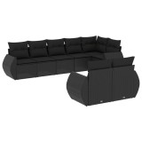 Cumpara ieftin Set mobilier de gradina cu perne, 8 piese, negru, poliratan