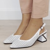 Pantofi albi perforati din piele naturala BY6885-2 02