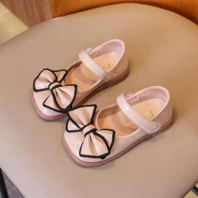Pantofiori roz pudra cu fundita (Marime Disponibila: Marimea 21) foto