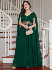 Rochie maxi eleganta cu broderie, verde, dama, Shein foto
