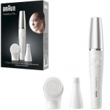 Epilator Facial, Braun FaceSpa Pro, Alb/Argintiu