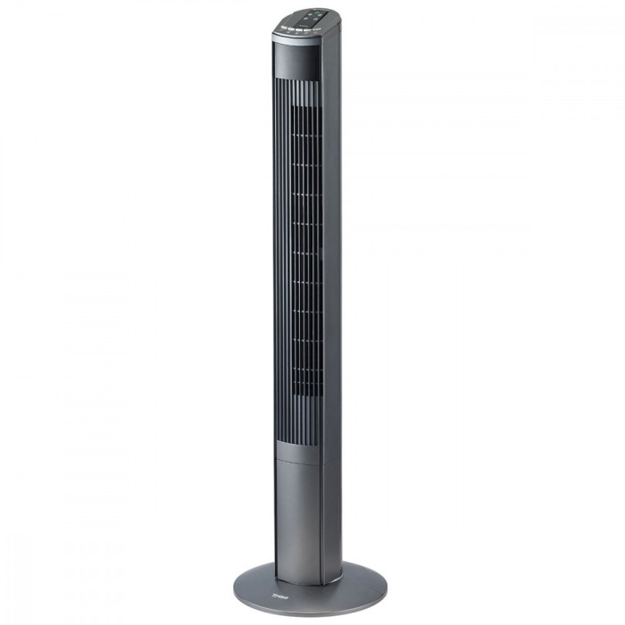 Ventilator tip turn Trisa Fresh Breeze 9346.43, cu Telecomanda, Putere 45W, 3 viteze, Inaltime 120 cm, INOX Negru - NOU