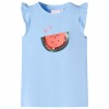 Tricou Copii Albastru Deschis 92 (1.5-2 Ani) Bumbac Pepene Verde Paiete M&acirc;neci Scurte vidaXL