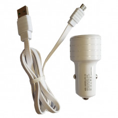 Incarcator Auto Cu Cablu Micro USB Universal (White) foto