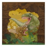 șervețele Petrecere Dinozauri, Model Multicolor, Set 12 Bucăți, Dimensiune 33x33cm, 2 Straturi