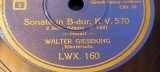 PLACA GRAMOFON COLUMBIA SONATA IN B-DUR K.V.570 - WALTER GIESEKING - klaviersolo