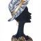 Statueta decorativa, Femeie Africana cu palarie, Alb, 28 cm, 1173HG-1