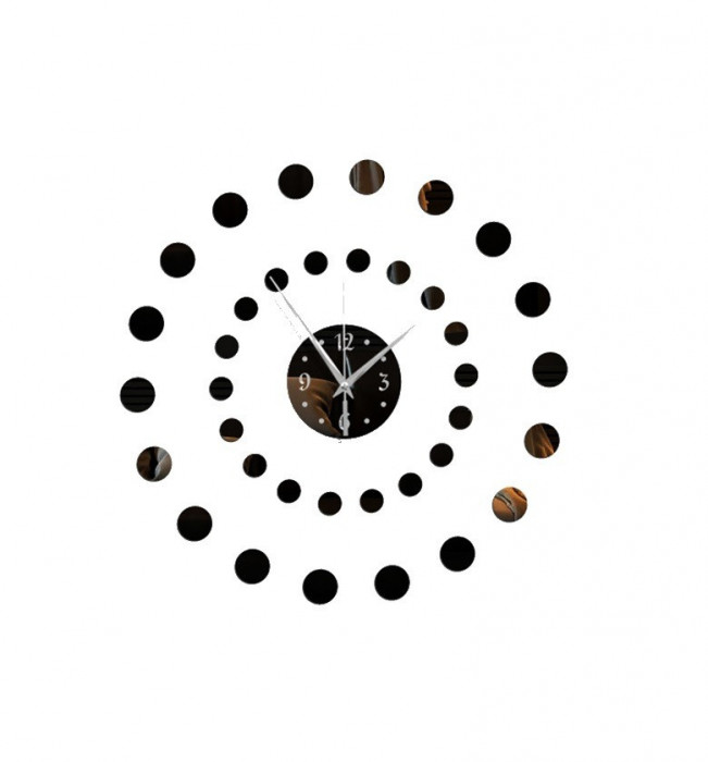 Ceas decorativ de perete, Rotund, Oglinda acrilica, 25 cm, MC-073
