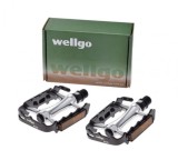 Set 2 pedale Wellgo din aluminiu pentru bicicleta, filet 9/16, culoare negru/arg... Cod:AWR0074