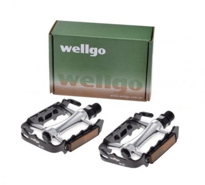 Set 2 pedale Wellgo din aluminiu pentru bicicleta, filet 9/16, culoare negru/arg... Cod:AWR0074 foto