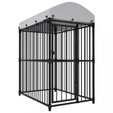 VidaXL Padoc pentru c&acirc;ini de exterior, cu acoperiș, 150 x 100 x 175 cm