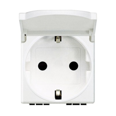Priza schuko cu capac Living Light Bticino 2M alb N4141PW foto
