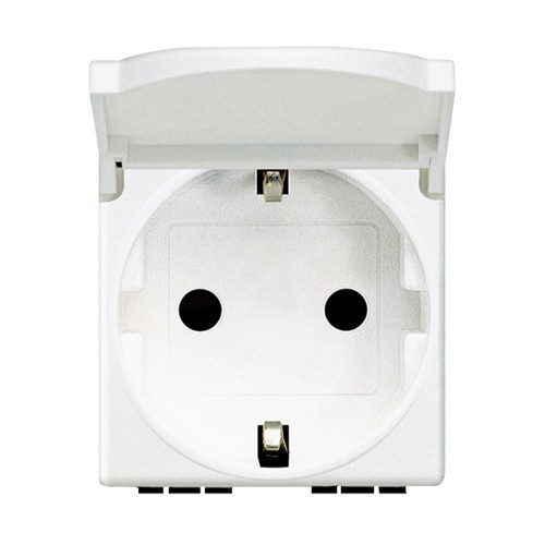 Priza schuko cu capac Living Light Bticino 2M alb N4141PW