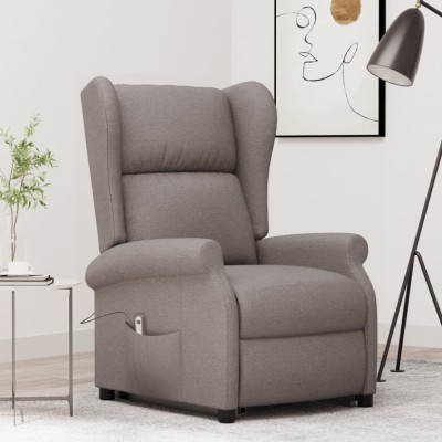 vidaXL Fotoliu cu ridicare, gri taupe, material textil foto