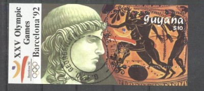 Guyana 1989 Sport, Olympics, Barcelona, perf. mini sheet, used T.179 foto