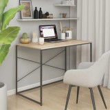 Birou de computer, negru/stejar, 110x60x70 cm, lemn prelucrat