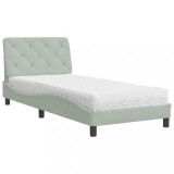 Cumpara ieftin Pat cu saltea, gri deschis, 90x190 cm, catifea