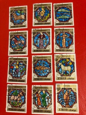 AJMAN, ZODII - SERIE COMPLETĂ ȘTAMPILATĂ foto
