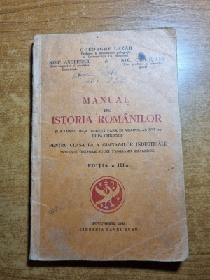 manual de istoria romanilor - pentru clasa 1-a gimanziala - din anul 1938 foto
