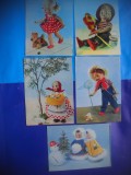 HOPCT LOT NR 998 RUSIA PAPUSI PENTRU COPII -5 CARTI POSTALE-NECIRCULATE