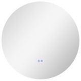 Kleankin Oglinda de Baie Rotunda cu Lumina LED in 3 Culori si intrerupatoare Touch, &Oslash;70x3.5 cm, Transparent | Aosom Romania