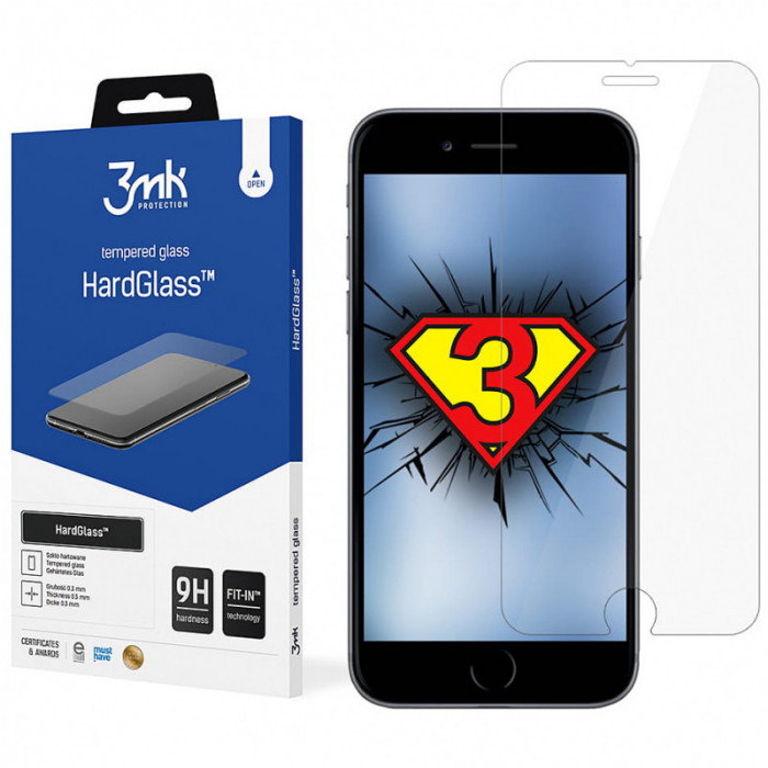 Folie Protectie Ecran 3MK HardGlass pentru Apple iPhone 7, Sticla securizata, 9H