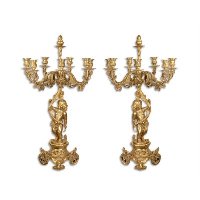 Pereche de aplice nimfa cu sapte brate din bronz CL-102 foto