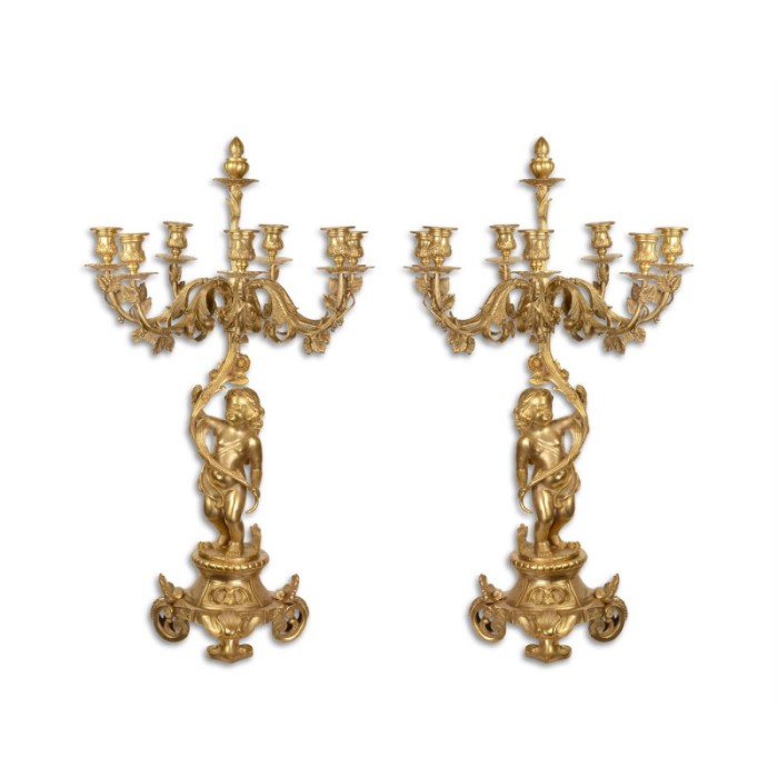 Pereche de aplice nimfa cu sapte brate din bronz CL-102