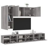 vidaXL Comode TV de perete, 5 piese, gri sonoma, lemn prelucrat